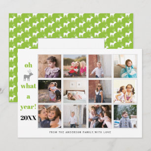 Cartão De Festividades Oh cervo que ano colagem de fotos verde lima