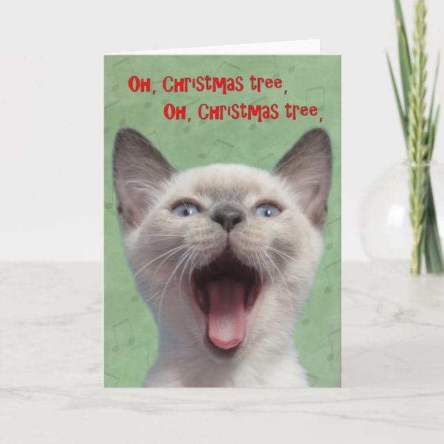 Cartão De Festividades Oh Christmas Tree Siamese Kitten Card (Frente)