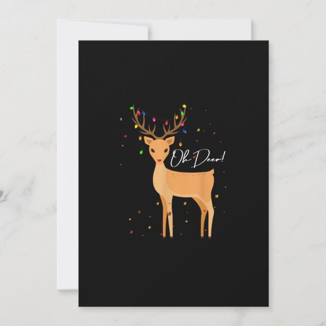 Cartão De Festividades Oh Deer Christmas Light Pajama CuFlat Holiday Card (Frente)