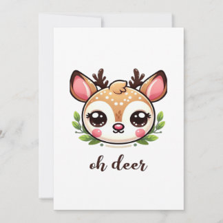 Cartão De Festividades Oh Deer Cute Deer Minimal Design