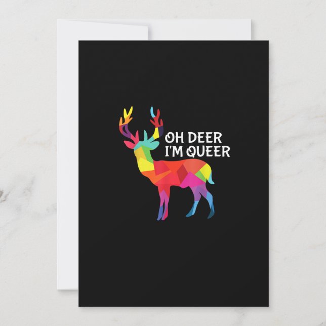 Cartão De Festividades Oh Deer Queer Funny Pun LGBT Pride Design (Frente)