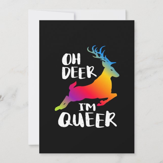 Cartão De Festividades Oh Deer Queer Pride Minimal ArtisFlat Holiday Card (Frente)