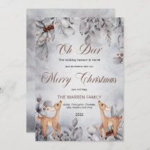 Oh Deer Rustic Winter Floral Feliz Natal