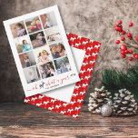 Cartão De Festividades Oh deer what a year in review photo collage red<br><div class="desc">Oh deer what a year in review twelve photo collage red Holiday Card. A modern Christmas holiday card with a photo collage of twelve photos with gray frame one for each month and the message: "Oh deer, what a year" in red with a gray deer instead of the word deer....</div>