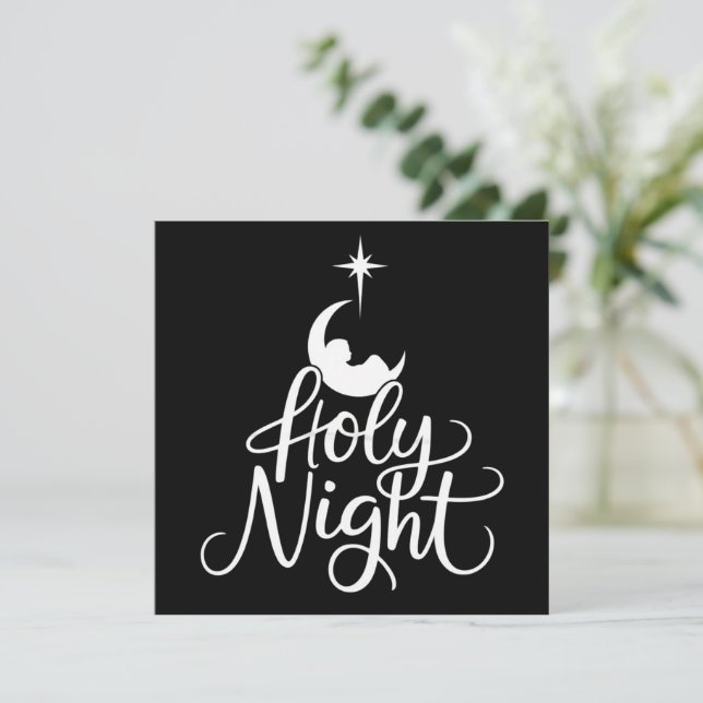 Cartão De Festividades Oh Holy Night Família Natal Cena de Natal (Em pé/Frente)