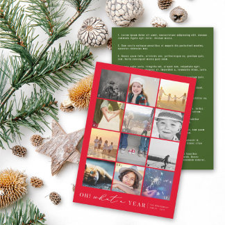 Cartão De Festividades Oh! Que Ano De Revisão Da Colagem De Fotos Moderna