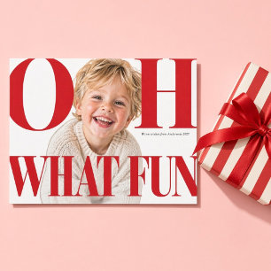 Cartão De Festividades Oh Que Diversão Criança Serif Negrito Natal Foto