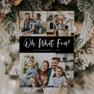 Cartão De Festividades Oh Que Diversão Script Foto de Natal Preto