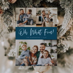 Cartão De Festividades Oh Que Diversão Script Foto de Natal Teal