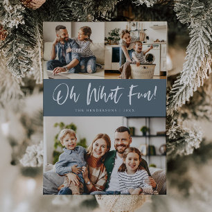 Cartão De Festividades Oh Que Diversão Script Natal Foto Quadro Azul Ardó