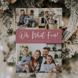 Cartão De Festividades Oh Que Diversão Script Natal Foto Rosa