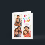 Cartão De Festividades OH QUE DIVERTIDA e engraçada tipografia colorida e<br><div class="desc">por kat massard >> WWW.SIMPLYSWEETPAPERIE.COM<<< A fun and cheeky card design featuring the quote OH WHAT FUN,  bold and bright!! Original illustrated typographical elements,  by me! NOTE >> Entre em contato comigo kat@simplysweetpaperie.com se precisar de ajuda para redimensionar perfeitamente suas fotos!</div>
