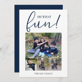 Cartão De Festividades Oh Que Divertido Marinho de Colagem de Fotos 5 Azu