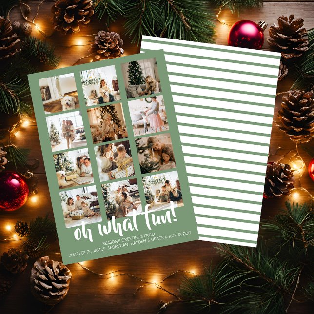Cartão De Festividades Oh Que Foto Divertida de Natal Personalizada (Oh What Fun Photo Christmas Personalized Holiday Cards from Ricaso. Add 12 photographs and your text)