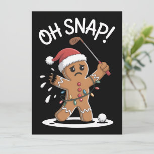 Cartão De Festividades Oh Snap Homemem de gengibre Golfista Natal Xmas