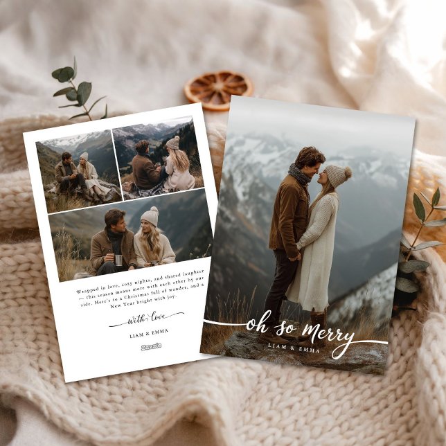 Cartão De Festividades Oh So Merry | Modern Family 4 Photo Christmas Card (Criador carregado)