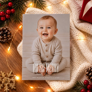 Cartão De Festividades Oh So Merry Moderno Natal Bebê Foto Completa