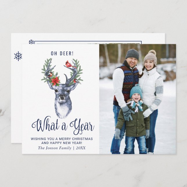 Cartão De Festividades Oh Veado Que Feliz Natal FOTO (Frente/Verso)