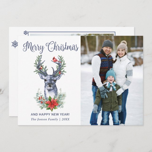 Cartão De Festividades Oh Veado Que Feliz Natal FOTO (Frente/Verso)