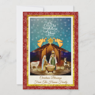 Cartão De Festividades "Oh Venha Adoremos a Ele" Natal Natividade