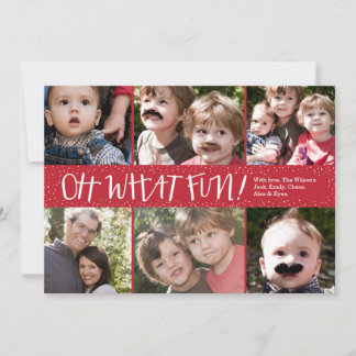 Cartão De Festividades Oh What Fun 6 photo Holiday Photo Card