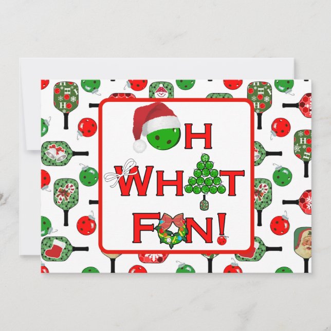 Cartão De Festividades Oh What Fun Christmas Pickleball Party Holiday (Frente)