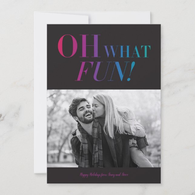 Cartão De Festividades Oh What Fun Holiday Card (Frente)