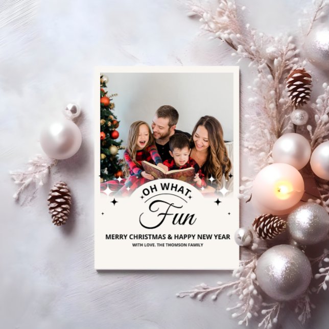 Cartão De Festividades Oh What Fun Photo Modern Christmas (Oh What Fun Photo Modern Christmas Holiday Card)