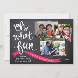 Cartão De Festividades Oh What Fun Ribbon Holiday Photo Card