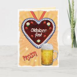 Cartão De Festividades Oktoberfest com Cerveja e Gingerbird Heart
