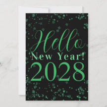 Olá Ano Novo! Feliz Ano Novo Verde Preto Brilho