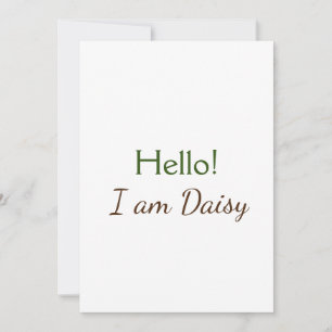 Cartão De Festividades Olá, eu sou Daisy, adicione o texto do nome simple