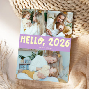 Cartão De Festividades Olá Tipografia Limão Wisteria de 2026 Foto