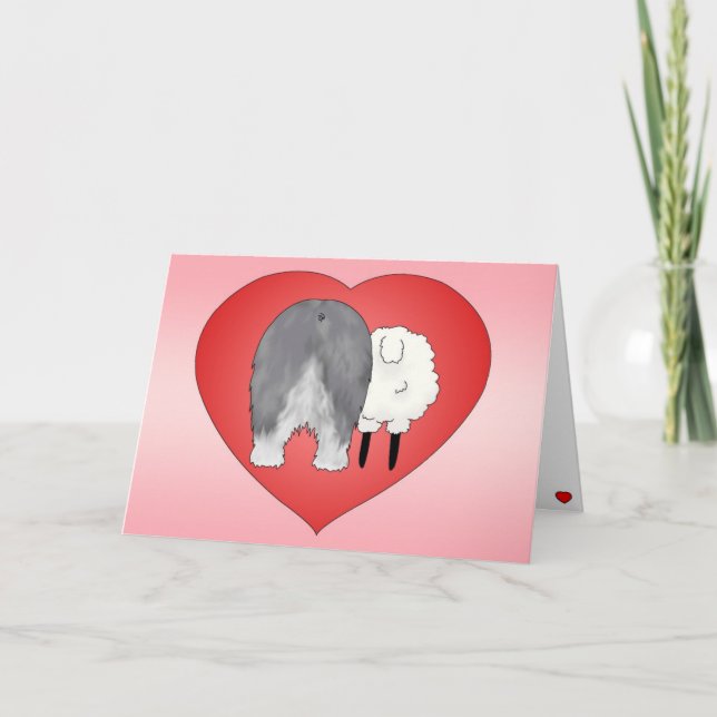 Cartão De Festividades Old English Sheepdog Valentine's Day (Frente)