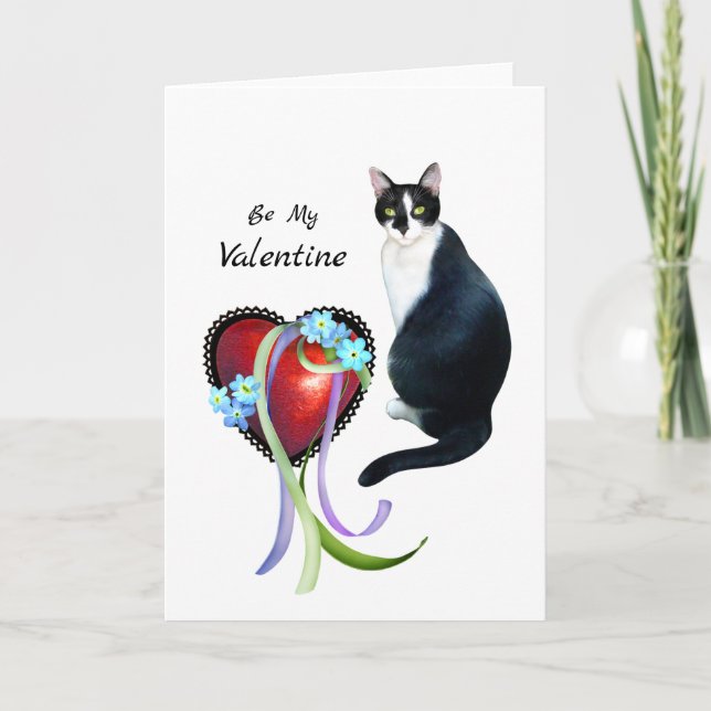 Cartão De Festividades Old Fashioned Cat Valentine's Day Card (Frente)