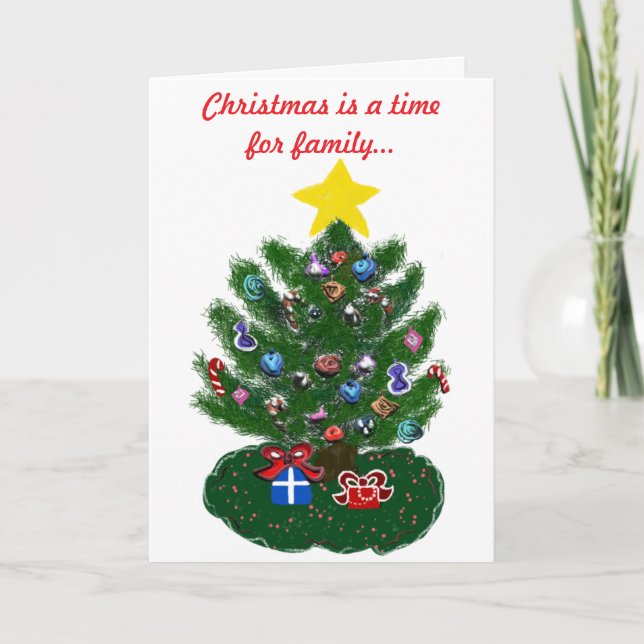 Cartão De Festividades Old-Fashioned Christmas Tree Family Time Card (Frente)