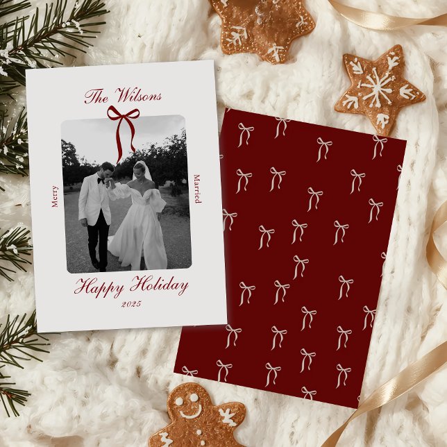 Cartão De Festividades Old Money Burgundy Photo Christmas Holiday Card (Criador carregado)