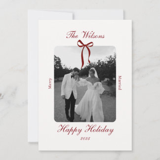 Cartão De Festividades Old Money Burgundy Photo Christmas Holiday Card