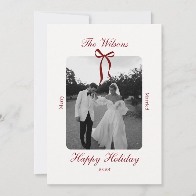 Cartão De Festividades Old Money Burgundy Photo Christmas Holiday Card (Frente)