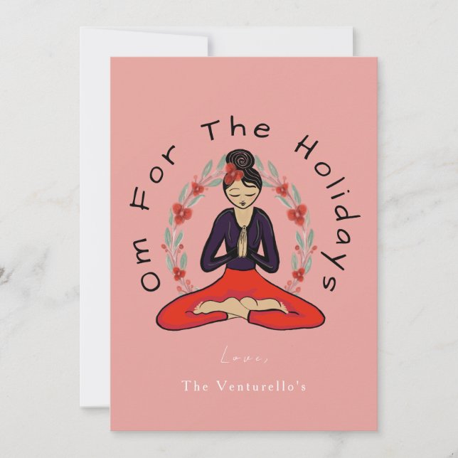 Cartão De Festividades 'Om For The Holidays' Family Yoga Holiday Card (Frente)
