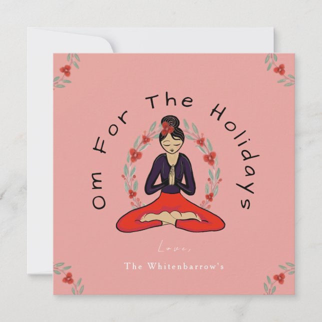 Cartão De Festividades 'Om For The Holidays' Yoga and Wreath Card (Frente)