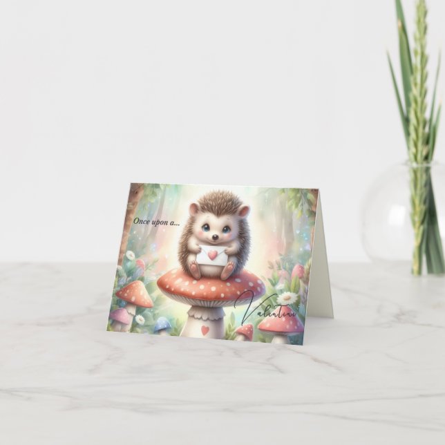 Cartão De Festividades Once Upon a Valentine Hedgehog Card (Frente)
