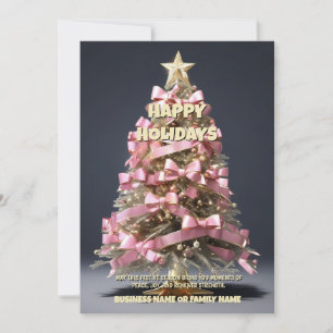 Cartão De Festividades Oncologia rosa da fita rosa da árvore de Natal do