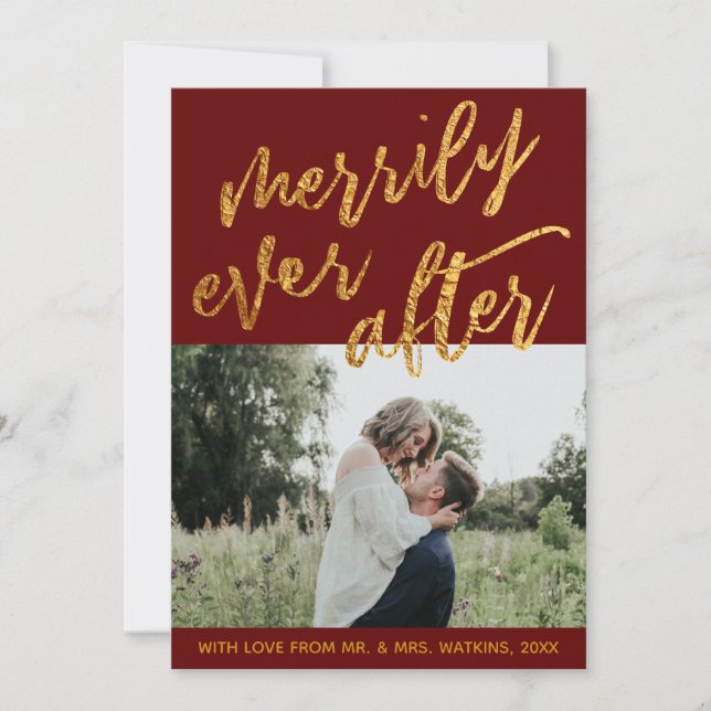 Cartão De Festividades Ondas Douradas na Borgonha Merrily Ever After, Fot (Frente)