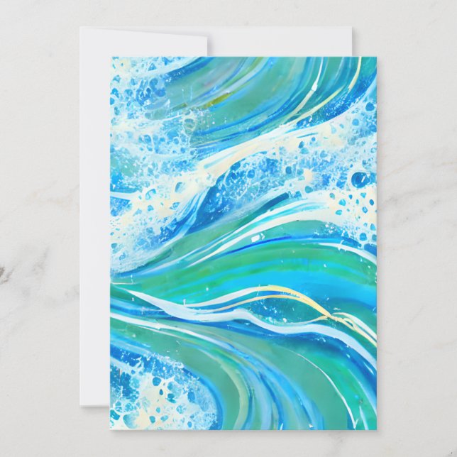 Cartão De Festividades Ondas marítimas azuis (Frente)