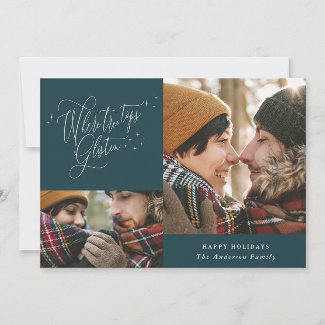 Cartão De Festividades Onde os topos das árvores escutam fotos múltiplas  (Frente)