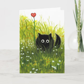 Cartão De Festividades One Love Valentine Black Cat Card by Bihrle