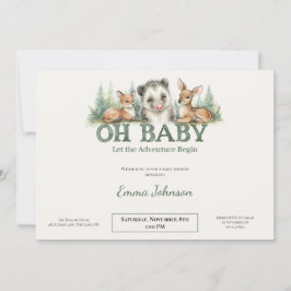 Cartão De Festividades Opossum Woodland Baby Shower Invitation