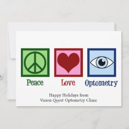Cartão De Festividades Optomestrista Personalizado do Peace Love