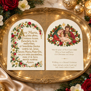 Cartão De Festividades Oração Católica de Natal   Ave Maria Sagrada Famíl